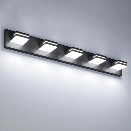 Vista 19 de VOLISUN 5CCT - Lámparas de baño regulables sobre el espejo, modernas lámparas de tocador de baño, cabezal giratorio de 360°, luces LED negras