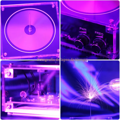 Vista 2 de Joytech Bluetooth Music Tesla Coil Arco Plasma Bocina de transmisión inalámbrica Modelo de juguete de escritorio experimento SSTC SS02