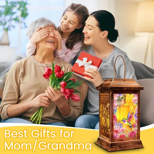 Vista 5 de Faroles Solares de Colibrí para Colgar al Aire Libre, Luces Solares de Metal y Vidrio para Decoración de Jardín, Regalos para Mujeres, Mamá