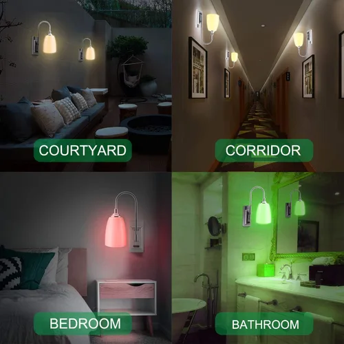 Vista 7 de HONWELL Lámpara de pared LED que funciona con pilas, apliques de pared para interiores, inalámbrico, multicolor, para iluminación de habitación