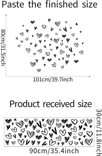 Vista 4 de 62 calcomanías de pared de corazón negro amor amor San Valentín
