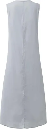 Vista 4 de BAXLIMEK Maxivestidos para mujer, 2023, primavera y verano, de moda, de lino y algodón, vestido casual bohemio de talla grande