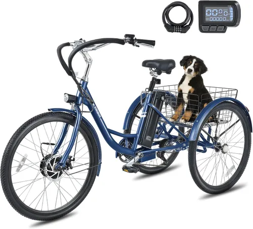 Vista 14 de VIRIBUS Triciclo eléctrico para adultos, triciclo eléctrico de 24 26 pulgadas con batería extraíble de 468 Wh, 250 W/350 W (pico 500 W) bicicletas