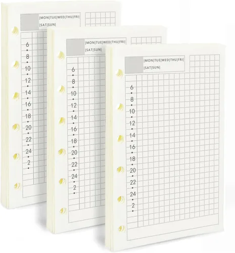 Vista 10 de Papel de repuesto para planificador mensual A6, sin fecha, 6 agujeros perforados, papel de relleno para oficina universitaria, 100gsm, 135 hojas/270