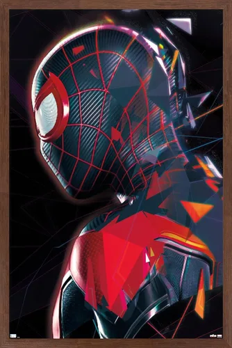 Vista 10 de Trends International Marvel's Spider-Man: Miles Morales - Póster de pared de perfil, 14.725 x 22.375 pulgadas, versión enmarcada de madera de granero