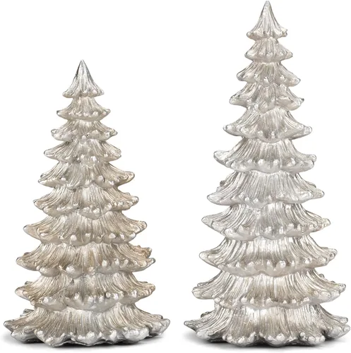 Vista 3 de RAZ Imports 2022 Cozy Christmas - Árbol plateado de 9.5 pulgadas, juego de 2