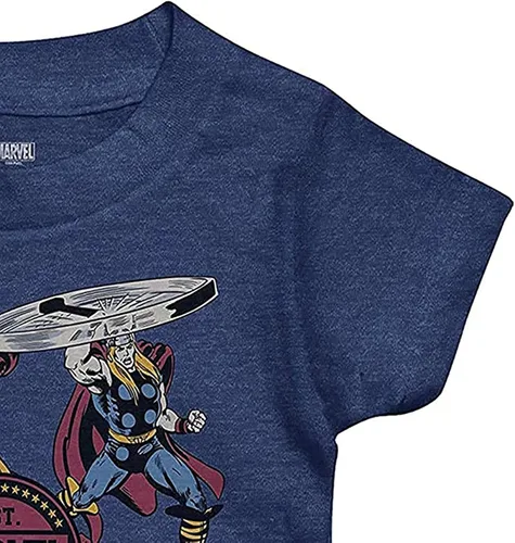 Vista 6 de Marvel Camisa de cómics para niños pequeños, Spiderman, Ironman, Capitán América y Hulk, camiseta clásica retroceso