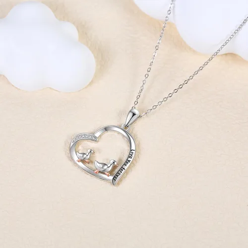 Vista 2 de JERWLI Animal Love Necklace 925 Sterling Silver Cute Animal Family Necklace Jewelry Gifts For Women Lover Mother