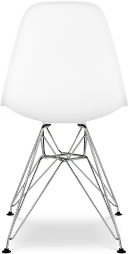 Vista 6 de Torre de 17" de plástico y acero cromado sillas de comedor en blanco (juego de 2)