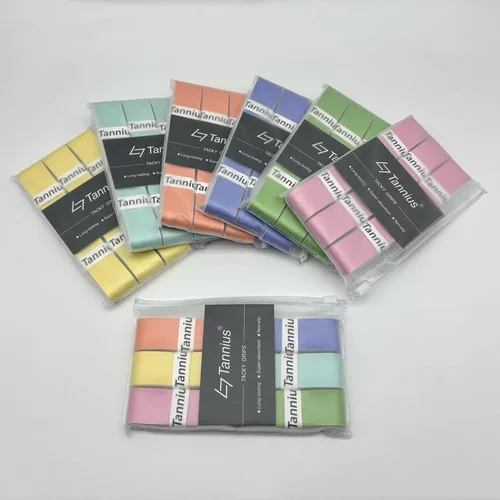 Vista 5 de Tacky - Cinta de agarre para raqueta de tenis, paquete de 6 agarres de tenis, cinta absorbente y mejorada para raqueta de tenis (color degradado)