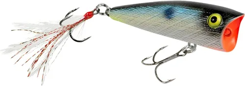 Vista 4 de Rebel Señuelo de pesca Pop-R con plumas Topwater Popper Plateado negro