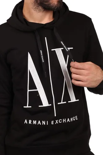 Vista 4 de AX ARMANI EXCHANGE Sudadera con capucha Icon Project con logotipo bordado para hombre