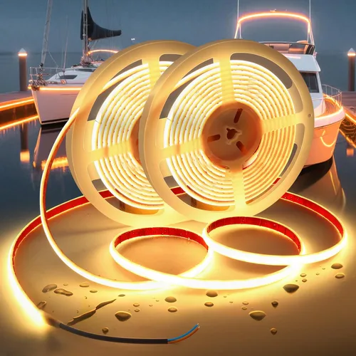 Vista 12 de Tiras de Luces LED COB Luz Azul, 12V 32.8 pies IP67 Impermeable Alto CRI 95Ra+ Súper Brillante, Luces Flexibles para Barco para Pesca Nocturna