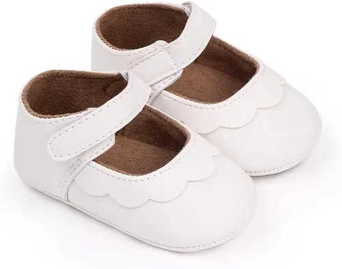 Vista 3 de Infant Baby Girls Mary Jane Shoes Non-Slip Rubber Sole Ballet Slippers Princess Dress Wedding Shoes Newborn Crib Shoes