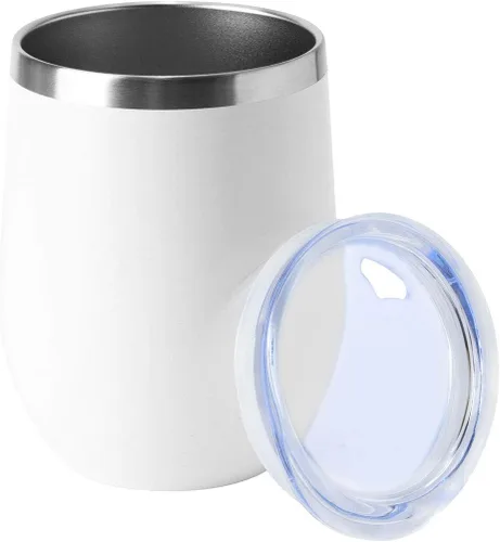 Vista 27 de HASLE OUTFITTERS Vaso de vino de 12 onzas con tapa, copas de vino sin tallo, tazas de viaje al vacío de doble pared, taza de café de acero Acero