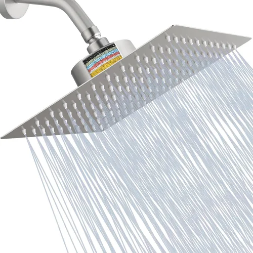 Vista 11 de Cabezal de ducha filtrado, cabezal de ducha de alta presión de acero inoxidable con cartucho de filtro de agua dura de 15 etapas para eliminar
