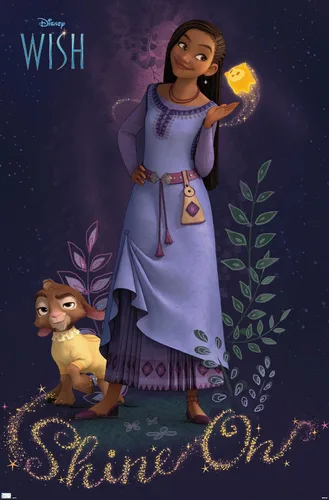Vista 11 de Trends International Disney Wish - Póster de pared Asha, 22.4 pulgadas de largo x 14.7 pulgadas, versión enmarcada en madera de granero