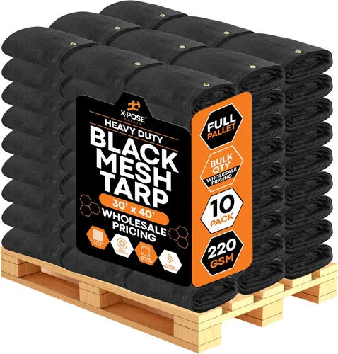 Vista 37 de Xpose Safety Lona de malla resistente, 4 x 10 pies, cubierta protectora negra multiusos con flujo de aire, uso para amarres, sombra, vallas, toldos
