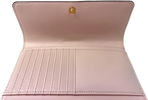 Vista 4 de Michael Kors Jet Set Travel - Cartera triple grande de cuero vegano Powder Blush Michael Kors Jet Set Travel - Cartera grande de tres pliegues