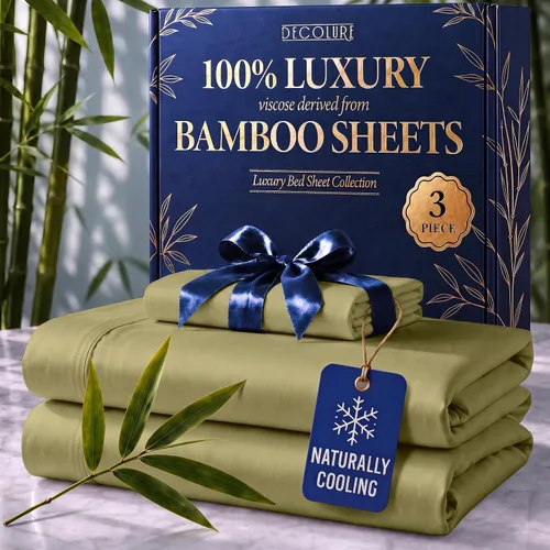 Vista 37 de DECOLURE Sábanas 100% Viscosa Derivada de Bambú Tamaño Individual - Sábanas de Lujo de 3 Piezas Naturalmente Refrescantes, Juego de Cama Ultra Suave