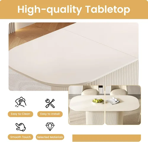 Vista 3 de Juego de mesa de comedor ovalada de 62.99 pulgadas para 4, juego de mesa de cocina de 5 piezas, mesas de comedor modernas con 4 sillas para cocina