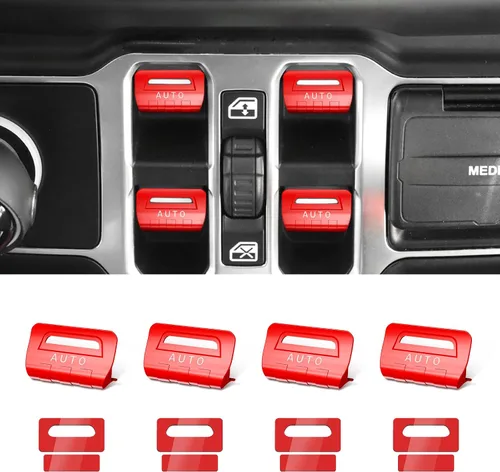 Vista 11 de DIAMOOKY 4 piezas de cubiertas de botón de interruptor de ventana de metal mejoradas compatibles con Jeep Wrangler JL JLU 2018-2026 y Gladiator JT