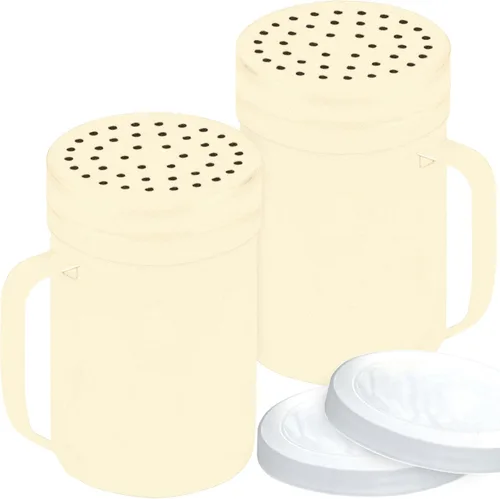 Vista 14 de CUSINIUM Juego de salero y pimentero de 6 oz de acero inoxidable beige - Con tapa de plástico - Con asa - Paquete de 2