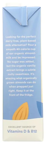 Vista 5 de 365 de Whole Foods Market - Leche de almendra orgánica sin endulzar de vainilla, envase de 32 onzas líquidas