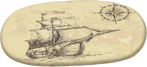 Vista 3 de Mantel ajustable ovalado, de poliéster elástico con brújula, dibujado a mano, estilo antiguo de papel antiguo, diseño de banderas de barco antiguo