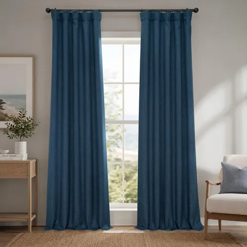 Vista 13 de HPD Half Price Drapes - Cortinas de lino sintético para sala de estar (2 paneles) - 100 pulgadas de ancho x 84 pulgadas de largo - Cortinas