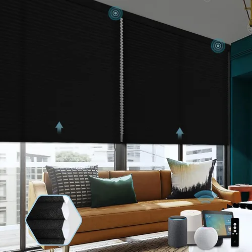 Vista 12 de SmartWings Persianas celulares motorizadas, persianas de panal compatibles con Zigbee/Alexa/Z-Wave/Homekit, control remoto inalámbrico para hogar