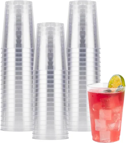Vista 10 de Goodluck 50 vasos de plástico transparente de 12 onzas para fiestas, vasos desechables de plástico transparente, vasos de cóctel para bodas, Acción