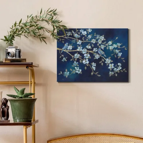 Vista 4 de Cuadro de paisaje en lienzo para pared, pintura decorativa de océano floral, bosque, foto para sala de estar, dormitorio, oficina, listo para colgar