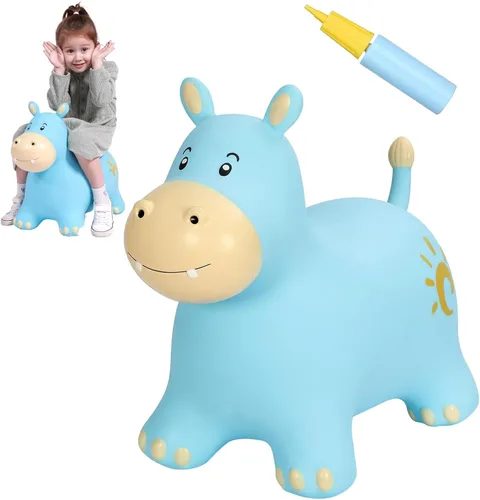 Vista 23 de INPANY Juguetes Saltarines de Vaca de Animales de Granja para Regalos de Niña de 2 Años, Montable Saltarín de Toro para Niños Pequeños, Caballo