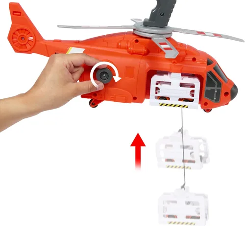 Vista 5 de Matchbox Helicóptero de emergencia, helicóptero grande y ambulancia