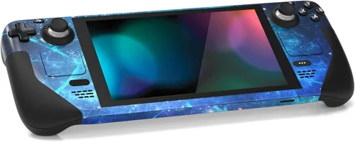 Vista 8 de Conjunto completo de piel PlayVital para LCD de Steam Deck, calcomanías adhesivas para Steam Deck OLED - Nebulosa Azul