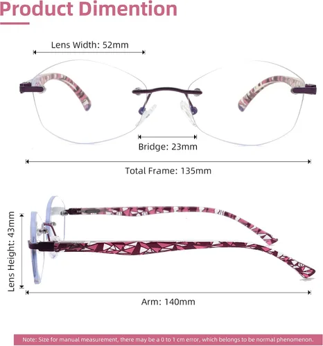 Vista 2 de Gafas de lectura progresivas multienfoque para mujer, multifocal, sin marco, para mujer, con bloqueo de luz azul trifocal