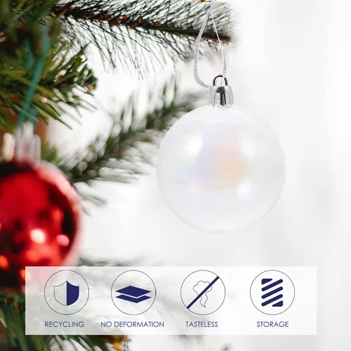 Vista 5 de Toddmomy 12 adornos de bolas de Navidad transparentes inastillables, bolas de Navidad iridiscentes, bolas de árbol de Navidad para fiestas