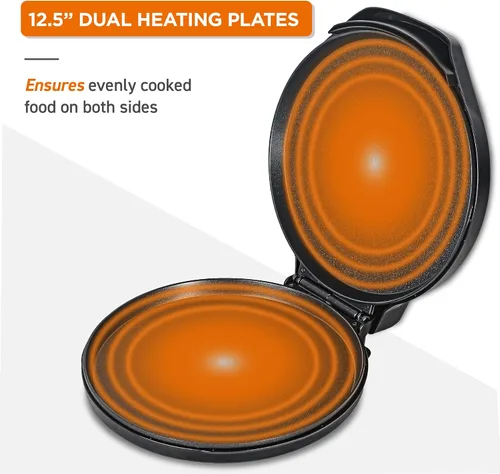 Vista 4 de Commercial Chef Máquina para hacer pizza con temperatura variable, 12 pulgadas, color negro