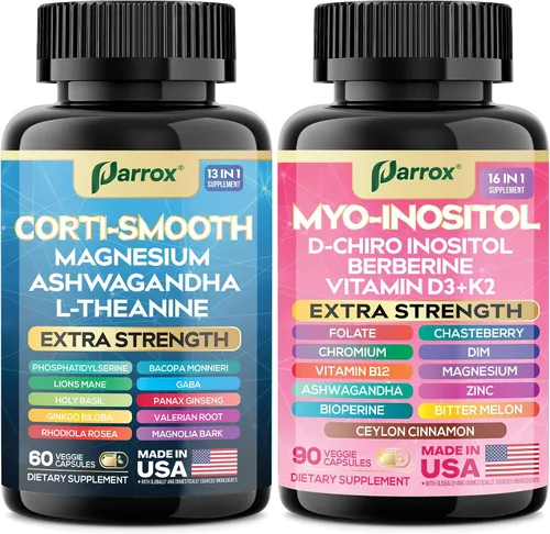 Vista 7 de Paquete de Suplementos Parox Cortisol y Myo-Inositol, Paquete de Calma y Suavidad, Equilibrio de Cortisol 13-en-1, Magnesio, Ashwagandha, L-Teanina