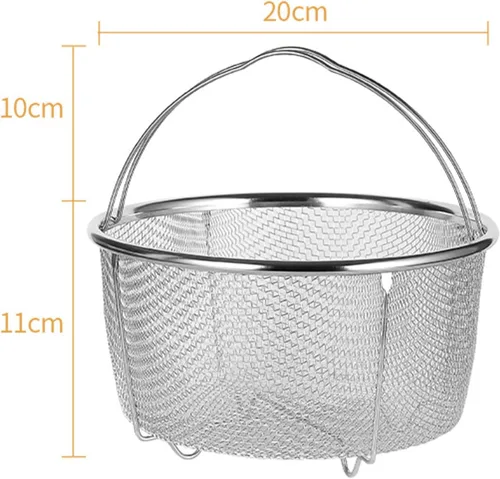 Vista 8 de Cesta de vapor para olla a presión, de acero inoxidable, con mango de agarre cómodo para cocinar, accesorios para ollas, 7.9-8.3 in