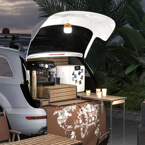 Vista 6 de Linterna LED portátil recargable, 3000 lúmenes, batería externa de 10000 mAh, luces LED para tienda de campaña, luz de campamento impermeable