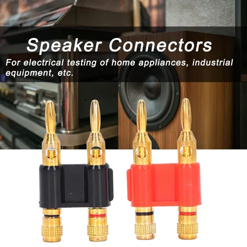 Vista 4 de 2 unids Conectores de altavoz banana apilables Enchufe de plátano macho Conectores de latón de 2 vías Accesorios de alambre de altavoz 32A 1000V
