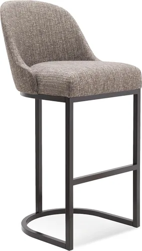 Vista 62 de Leick Home 214536 Barrelback Silla de comedor con base de metal, juego de 2, para comedor, asiento moderno de lino negro y base de metal dorado