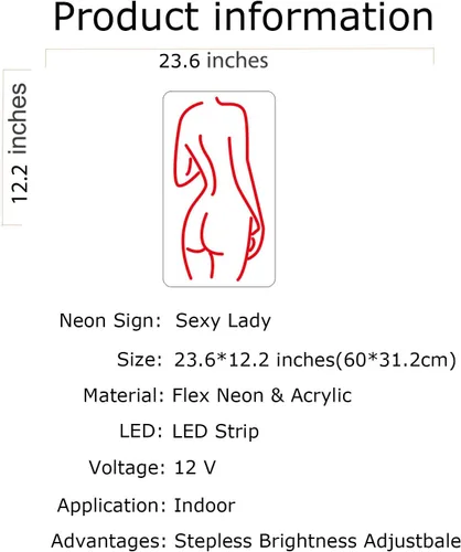 Vista 6 de Señal de neón con texto en inglés "Sexy Lady Naked Lad", letrero decorativo para el hogar, dormitorio, decoración de habitación, bar, cerveza, Rojo