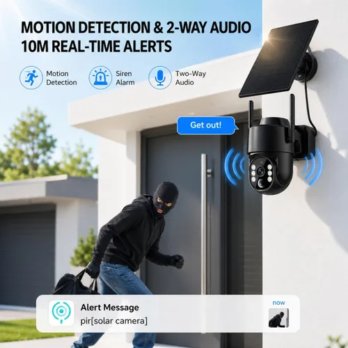 Vista 3 de Cámaras de seguridad solares inalámbricas para exteriores, cámaras WIFI solares 5G/2.4G para seguridad del hogar, cámara exterior inalámbrica