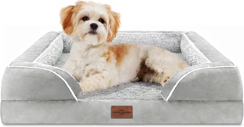 Vista 91 de Comfort Expression - Cama ortopédica para perros medianos, 28 x 19 pulgadas, cama impermeable y de apoyo de espuma con cojines removibles, sofá