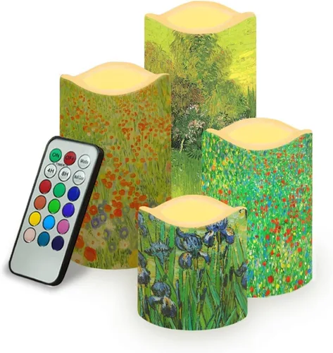 Vista 12 de Ystardream Velas sin llama de hojas tropicales con control remoto que funcionan con pilas, velas LED realistas con control remoto y temporizador