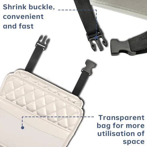 Vista 5 de Organizador de asiento trasero de automóvil con bolsillos de almacenamiento, bolsillo de almacenamiento para colgar del asiento trasero de vehículo