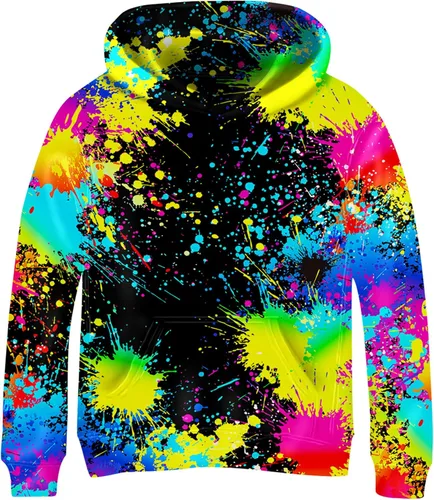Vista 16 de Linnhoy Sudaderas con capucha para niños y niñas con estampado digital 3D de 6 a 15 años Cbai Blanco